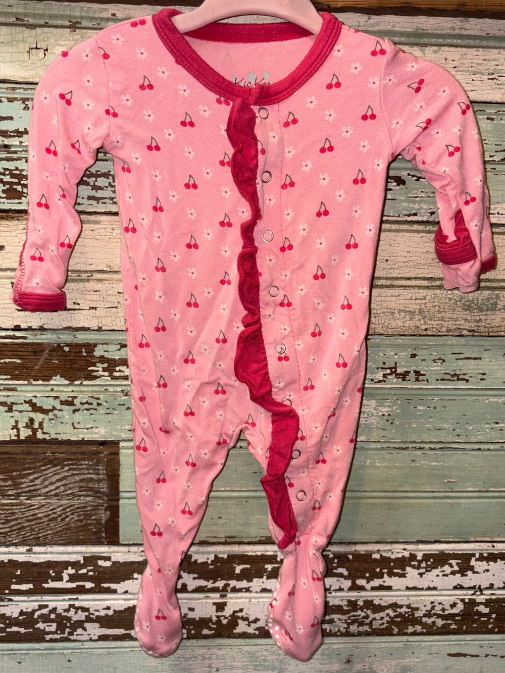 Kickee Pants Pink Cherry Ruffle Footie